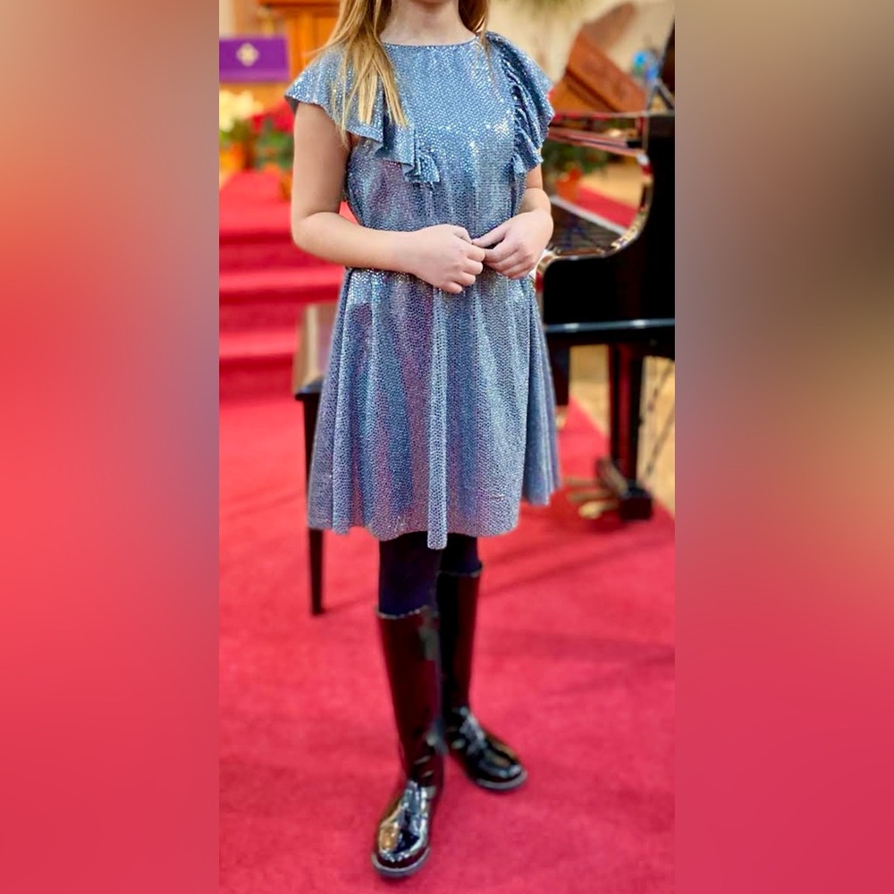 Zara Girls Sparkle Silver Special Occasion Dress